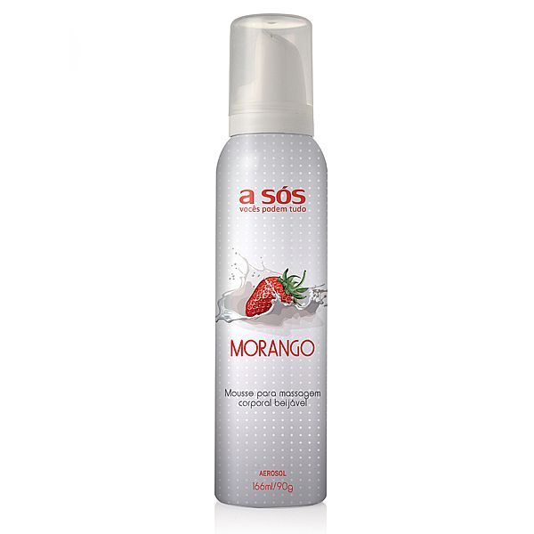 Mousse Corporal Aerosol Beijável A Sós Morango - 166ml/90g