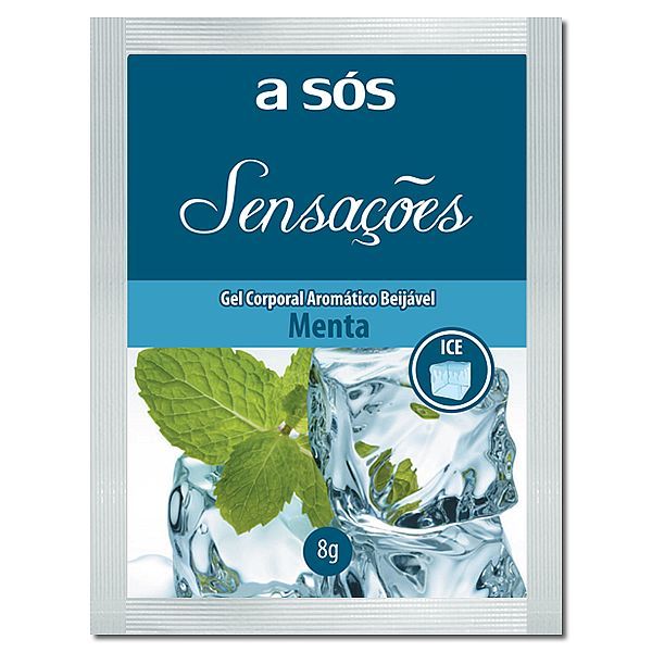 Gel A Sós Sensações Comestível Ice Sabor Menta - Sachê 8g