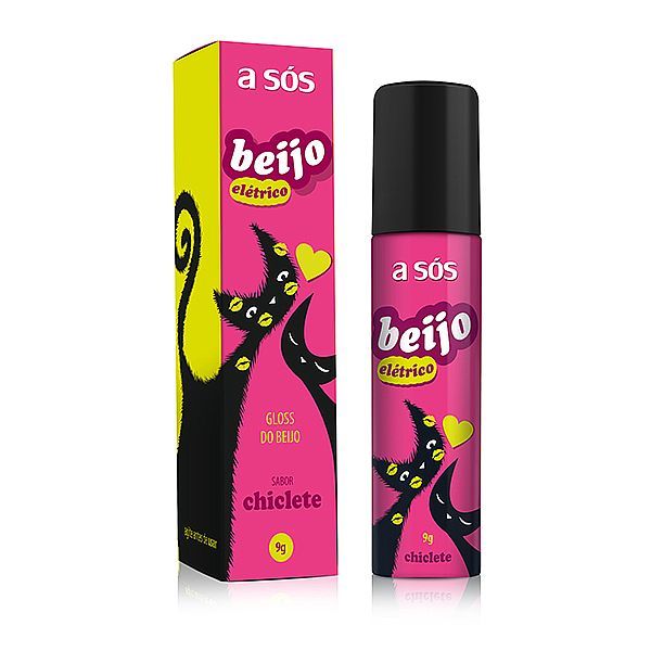 Gloss Beijo Elétrico A Sós comestível sabor Chiclete - 9g